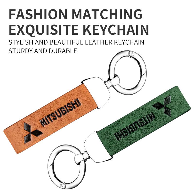 Car Vintage Leather Keychain Ring Zinc Alloy Chain Key For Mitsubishi Colt I200 Space Delica Triton Eclipse Outlander Pajero ASX HZ8