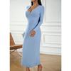 Women's Clothing Independent Station Sexy V-neck Hip-hugging Long-sleeved Dress
