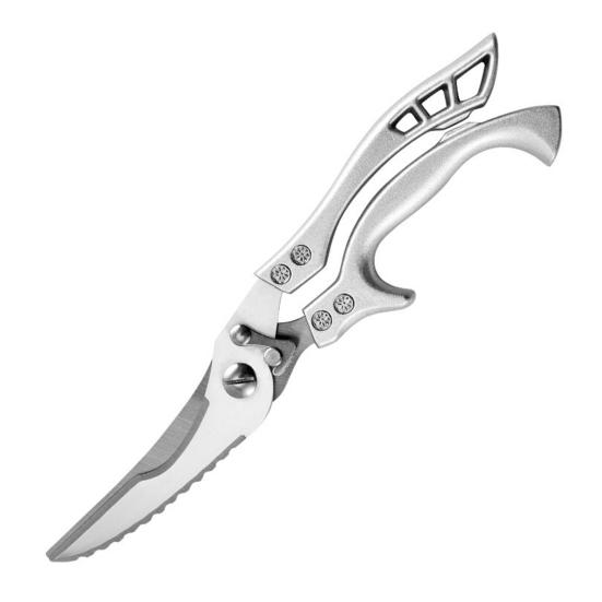 Heavy-Duty Kitchen Shears with Spring-Loaded Handle, Stainless Steel Poultry Scissors for Chicken Fish Ribs, 6-in-1 Multi-Tool with Bottle Opener &