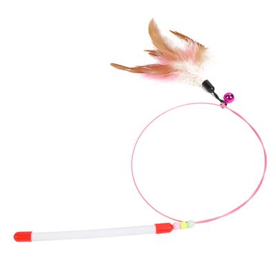 Pet Feather Teaser Retractable Wand Interactive Feather Toys Fishing Rod for Cats Play Exercise