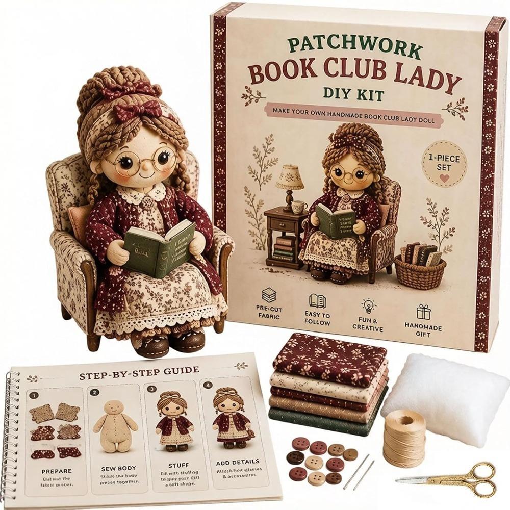 Knitting Grandma Sewing Lady Patchwork DIY Collection Kit Fabric Sewing Kit  for Adults Beginners