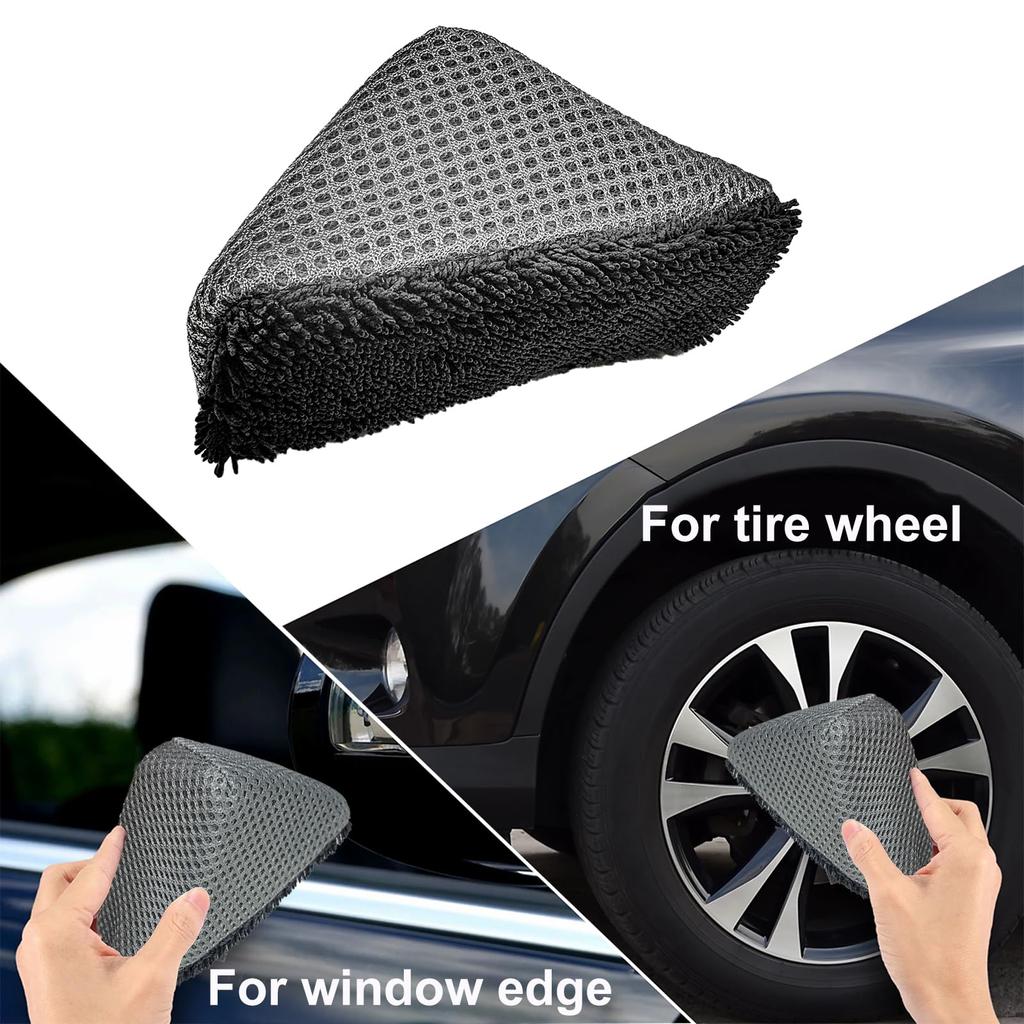 DXNQ 2pcs Car Tire Shine Applicator Pads Reusable Triangle Sponge Wheel Shine Applicator Tire