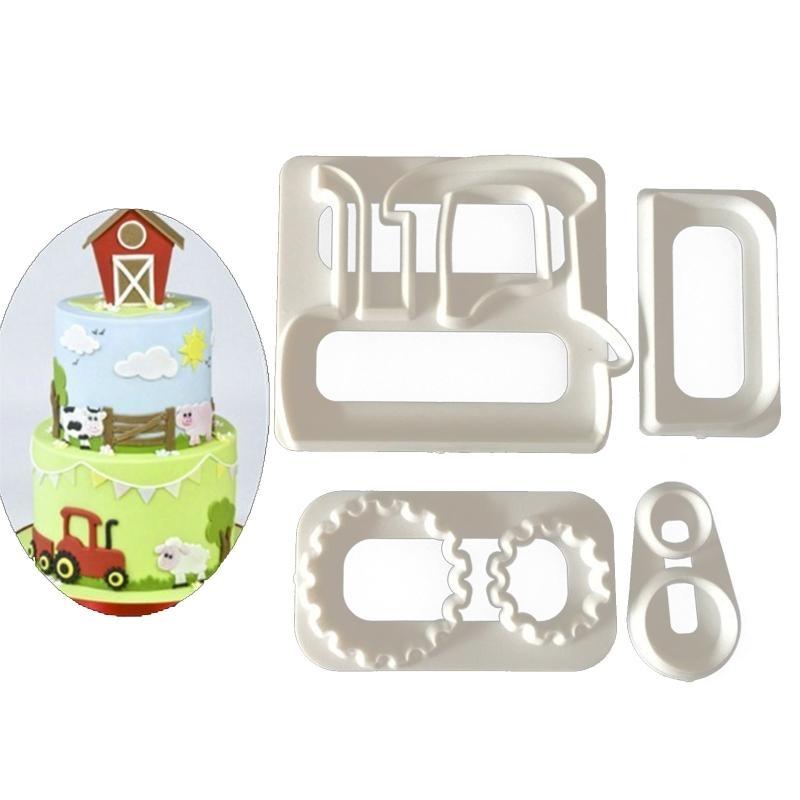

Children Baking Tractor Cookie Fudge Cutter Mould Cartoon Home Biscuit Stamp,Home Kitchen Biscuit Stamp Tools 3D Pressing Frosti білий