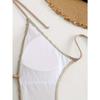 Ribbed Knit Halter Cutout One Piece Swimsuit Tie Side High Cut Bathing SuitSolid Color