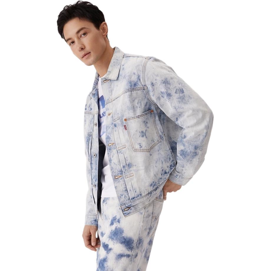 Levis Simple Comfortable Versatile Casual Washed Denim Jacket Men jackets Blue White 0016W-0002