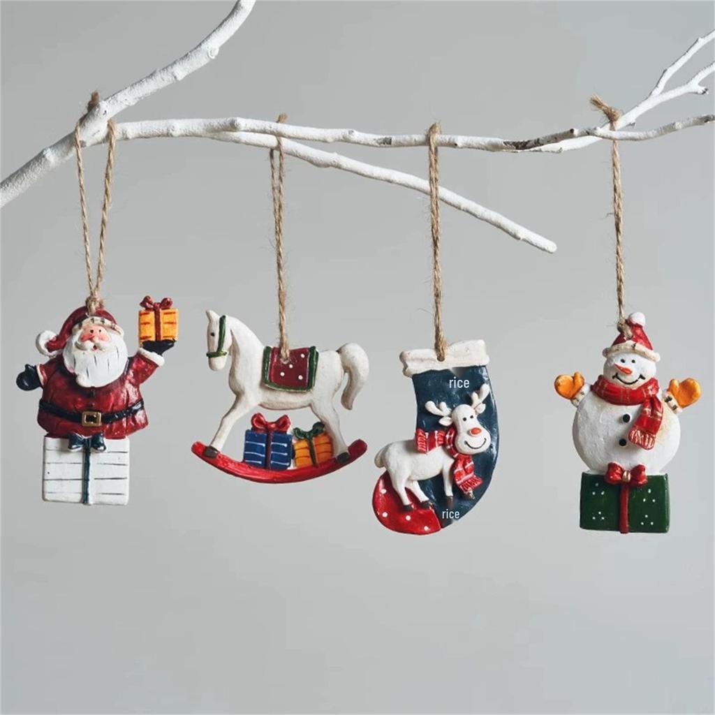 Small Snowman and Santa Claus Christmas Tree Hanging Ornaments for Home Decor