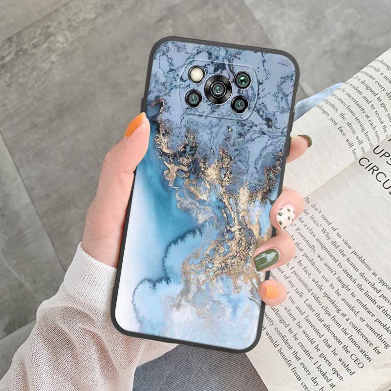 Poco X3 Pro Pocox3 NFC Case Luxury Glitter Gold Foil Ocean Marble Silicone Soft Phone Cover For Xiaomi Poco X3 X5 X6 Pro Shell