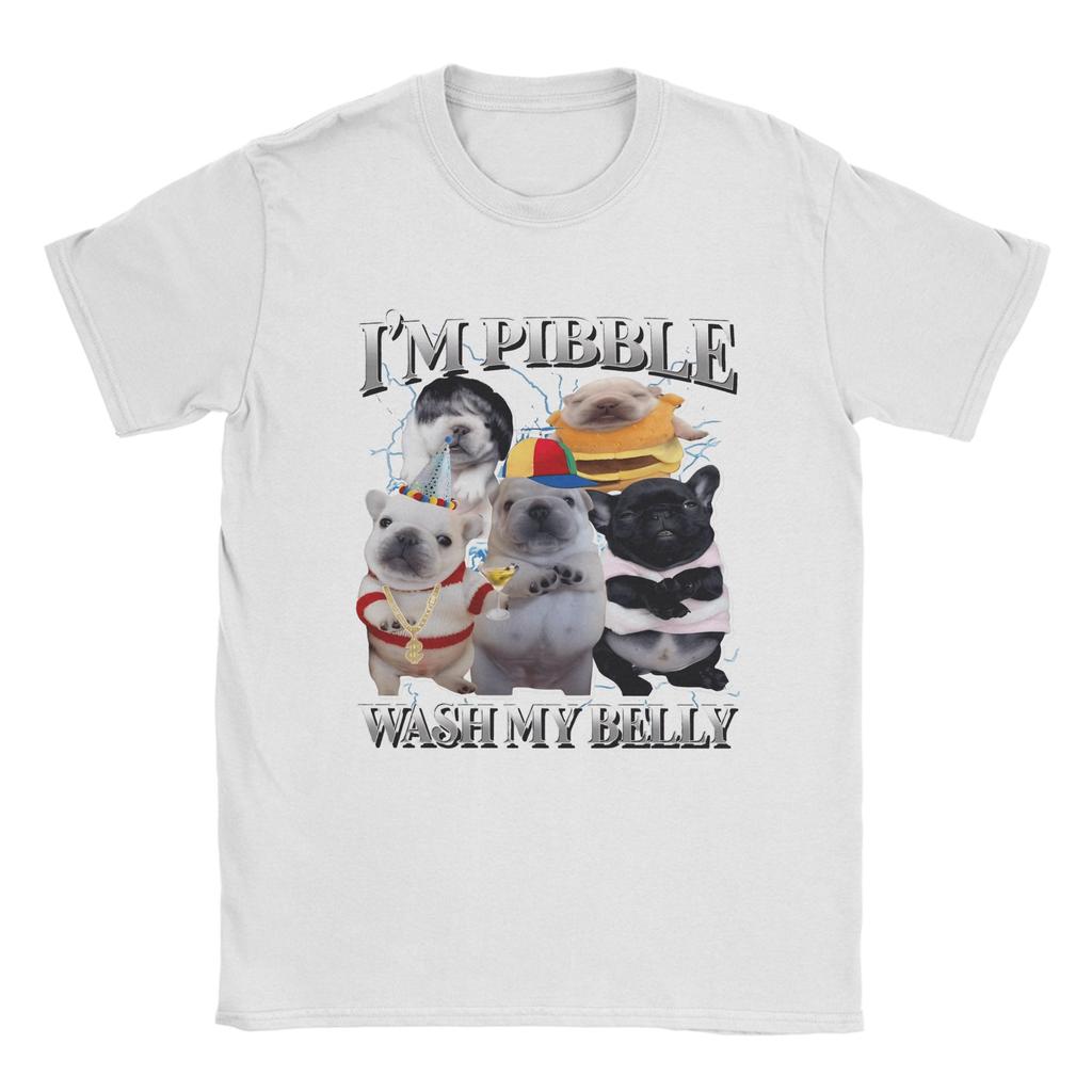 Funny Pibble Dog Meme Brainrot Wash My Belly T-Shirt Beach Cotton T-Shirts Adult Trendy Design Tshirt Short Sleeve Basic Clothes
