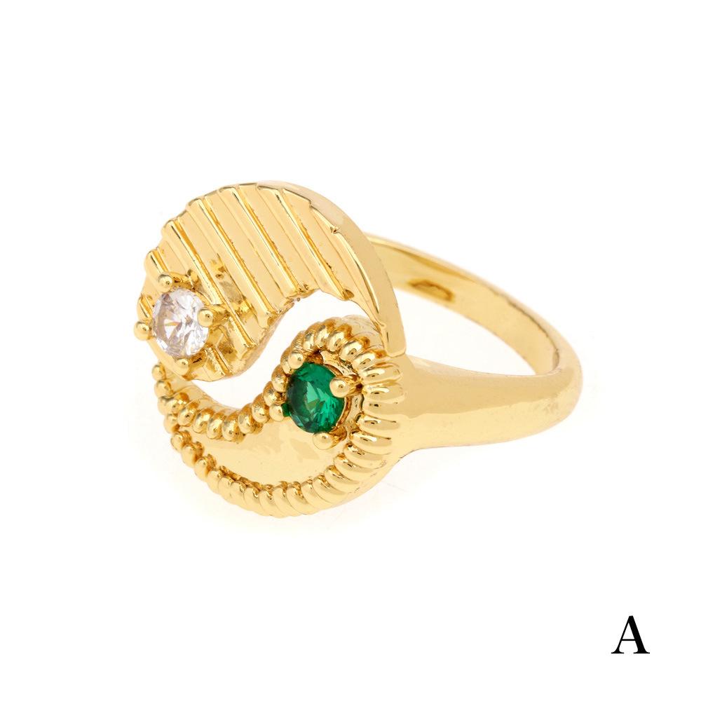 

Позолоченное открытое кольцо Инь Ян Тай Цзи Багуа с медью и микроцирконами для мужчин и женщин Adjustable Open Size