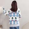 Female Large Size Vintage Loose Print Sweaters Women's Autumn and Winter Sweet Style Knitted Pullover Tops