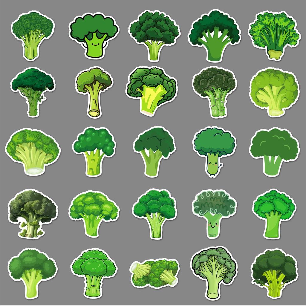 50 Broccoli Doodle Stickers Personalized Cartoon Cute Vegetable Decorative Skateboard Water Cup Mobile Phone Case Stickers