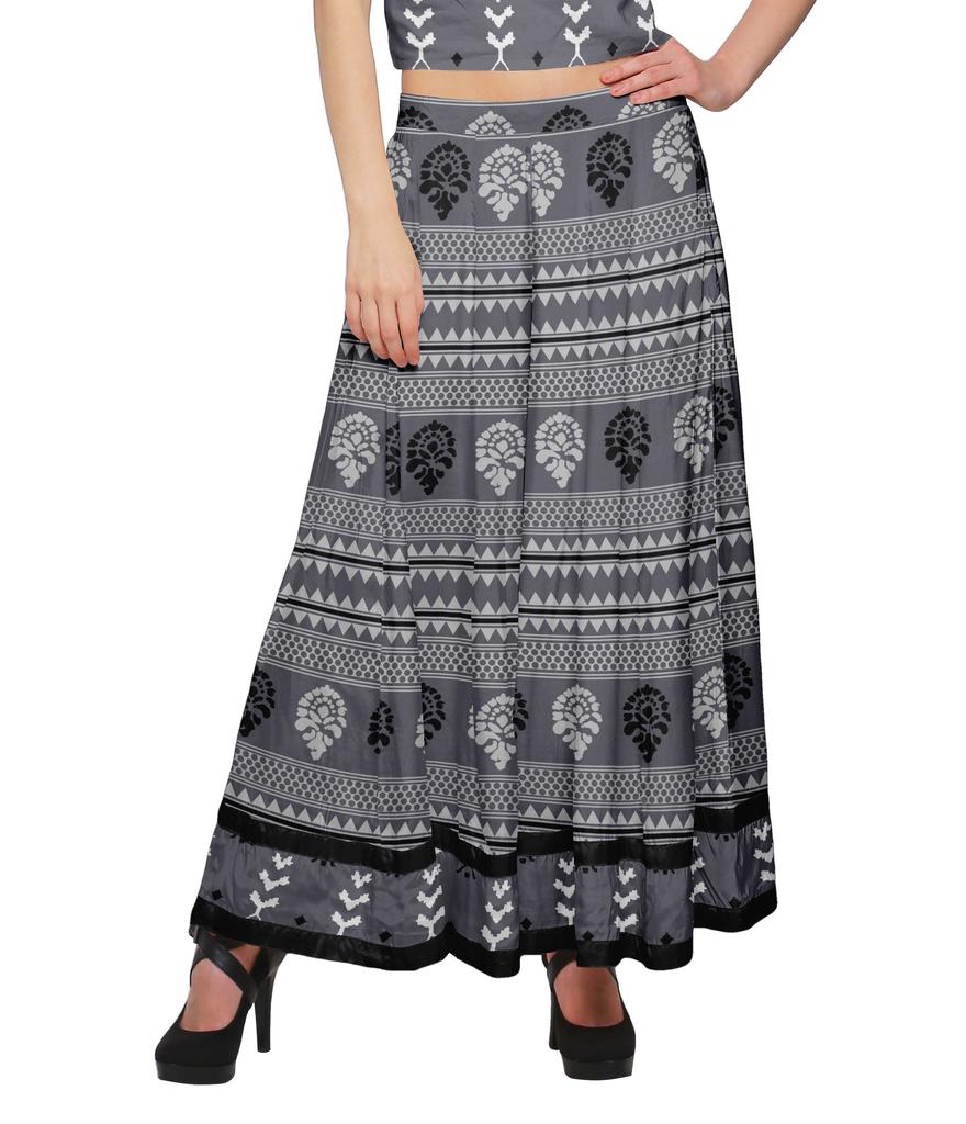 Moomaya Crop Top With Loose Palazzo Set For Women Printed Ethnic Clothing