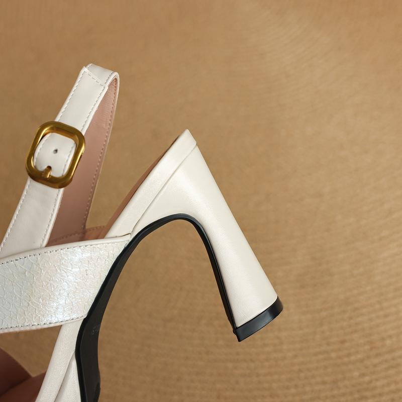 Fashion Women's New Summer Genuine Leather, Fish Skin, Exposed Toe, Thick Bottom, Waterproof Platform, High-heeled Fashion Sandals