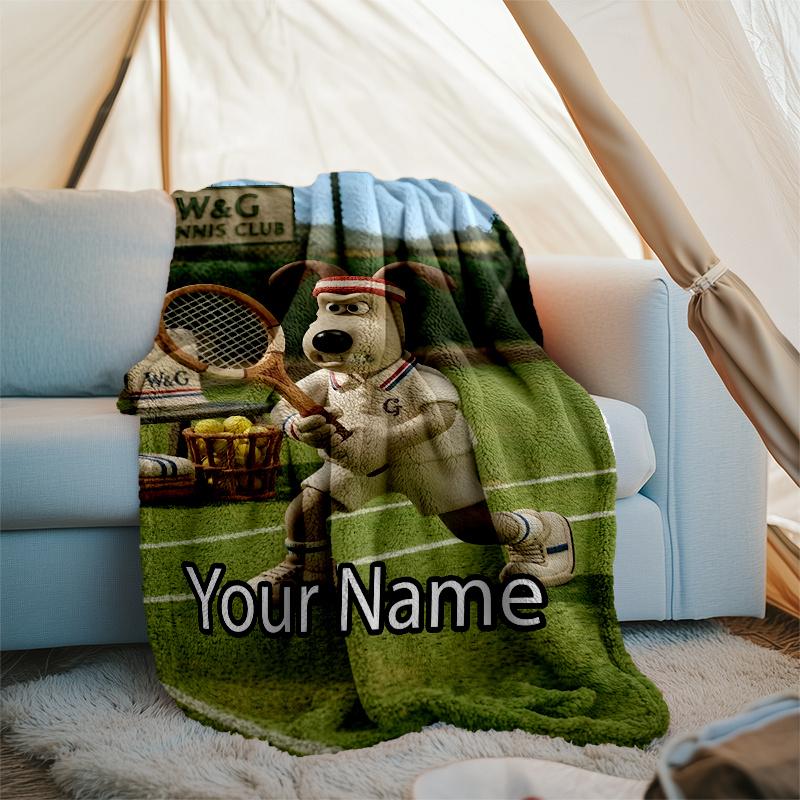 Custom Name Wallace & Gromit Theme Printed Blanket - Perfect for Couch, Bed, Travel & Outdoor Use | Machine Washable, Cozy & Durable.