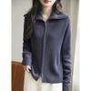 Double zipper lapel knitted cardigan women's spring and autumn new loose versatile thin sweater jacket casual outside
