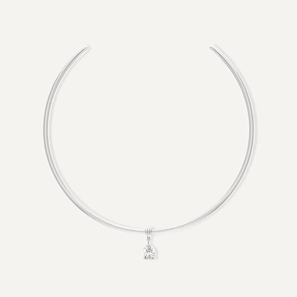 

Water Drop Shape Punk Style Chokers Stainless Steel Open Chokers Jewelry Fashion Accessories срібний