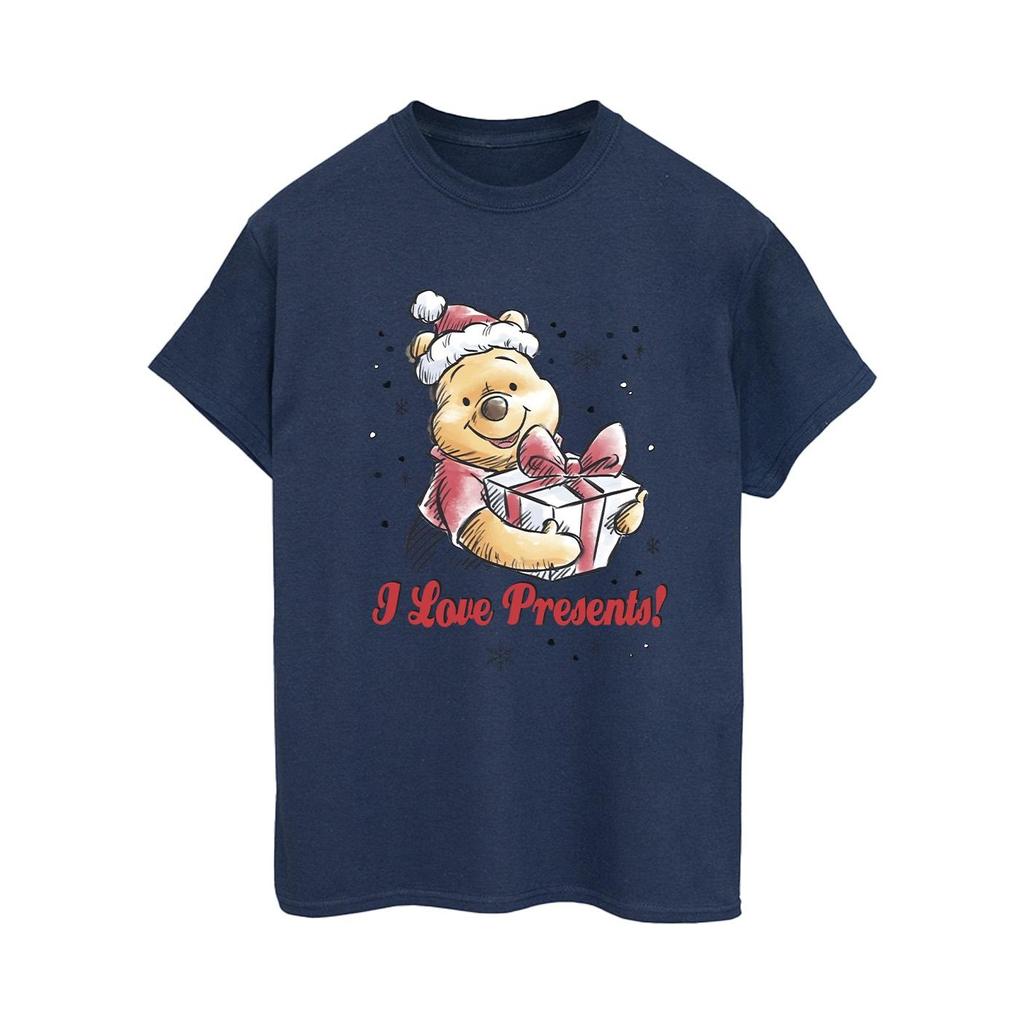 Disney Womens/Ladies Winnie The Pooh Love Presents Cotton Boyfriend T-Shirt