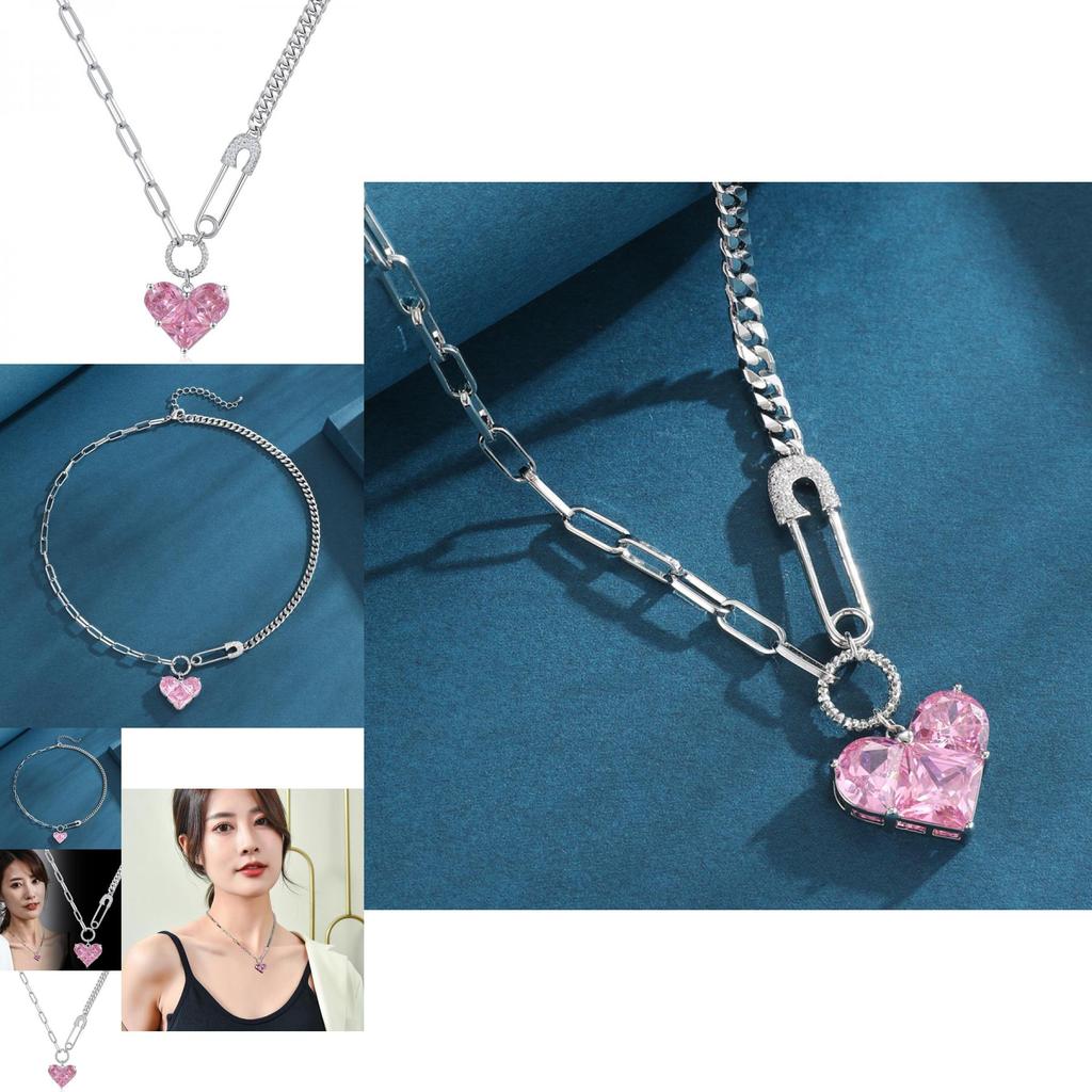 Elegant 2024 New Trendy Heart-shaped Necklace For Women With Mixed Gemstone Accents