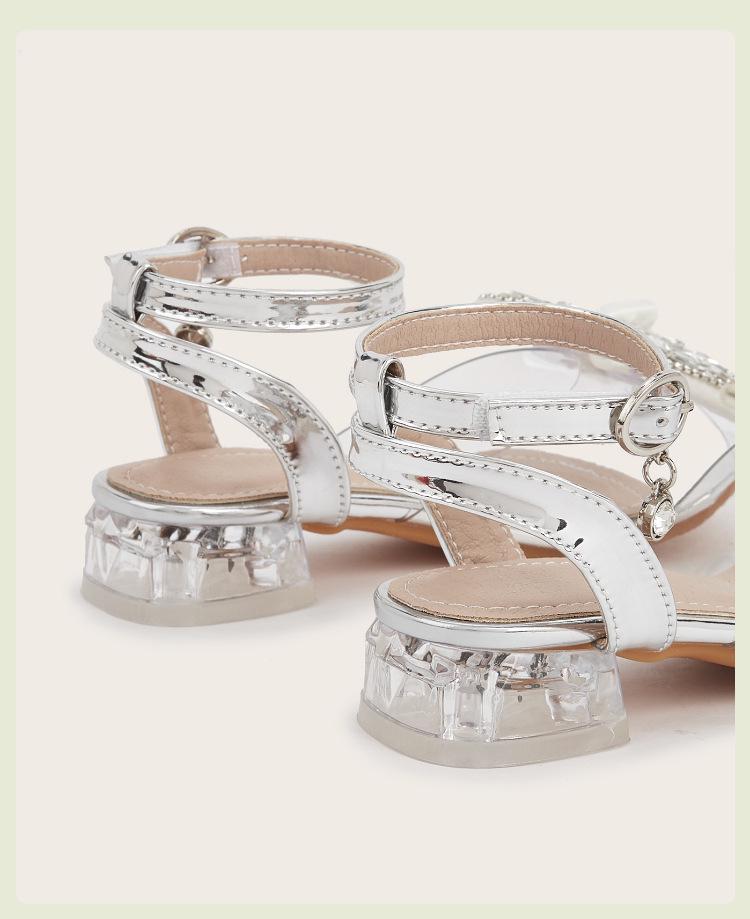 2025 Winter Fashion Versatile Bow High Heel Sandals for Girls