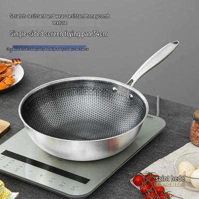 SHENG BI DE 34cm Honeycomb Non-Stick Stainless Steel Wok