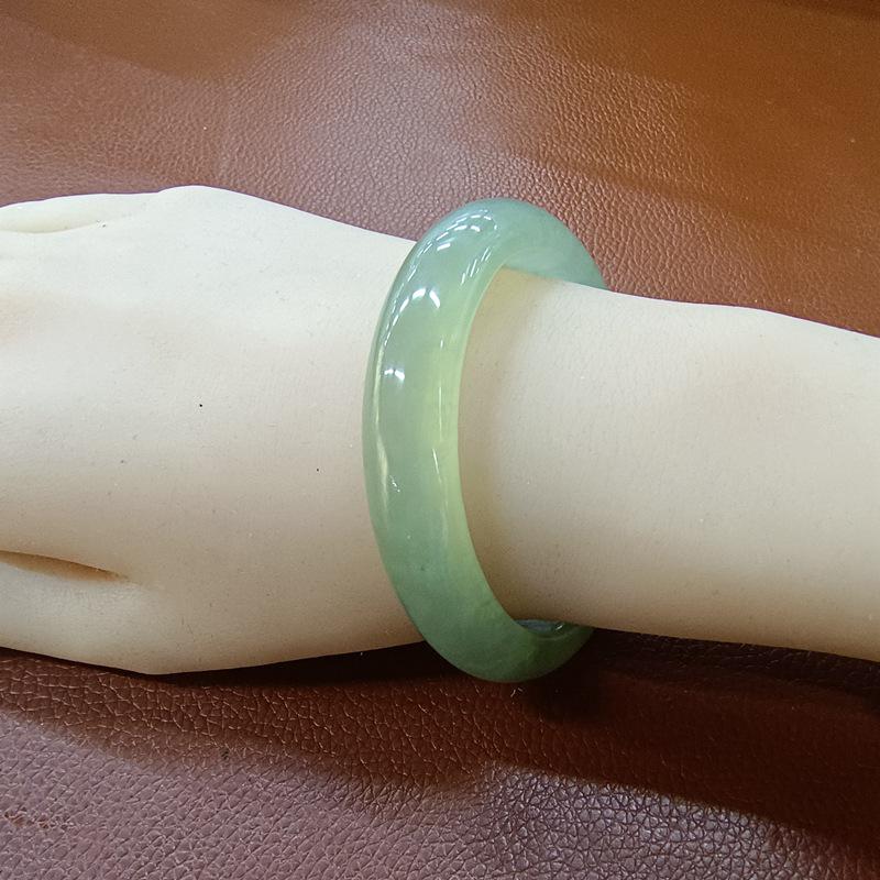 Exquisite Women s Natural Hetian Jade Bracelet in Ice Green and Grape Shades XL 58/59