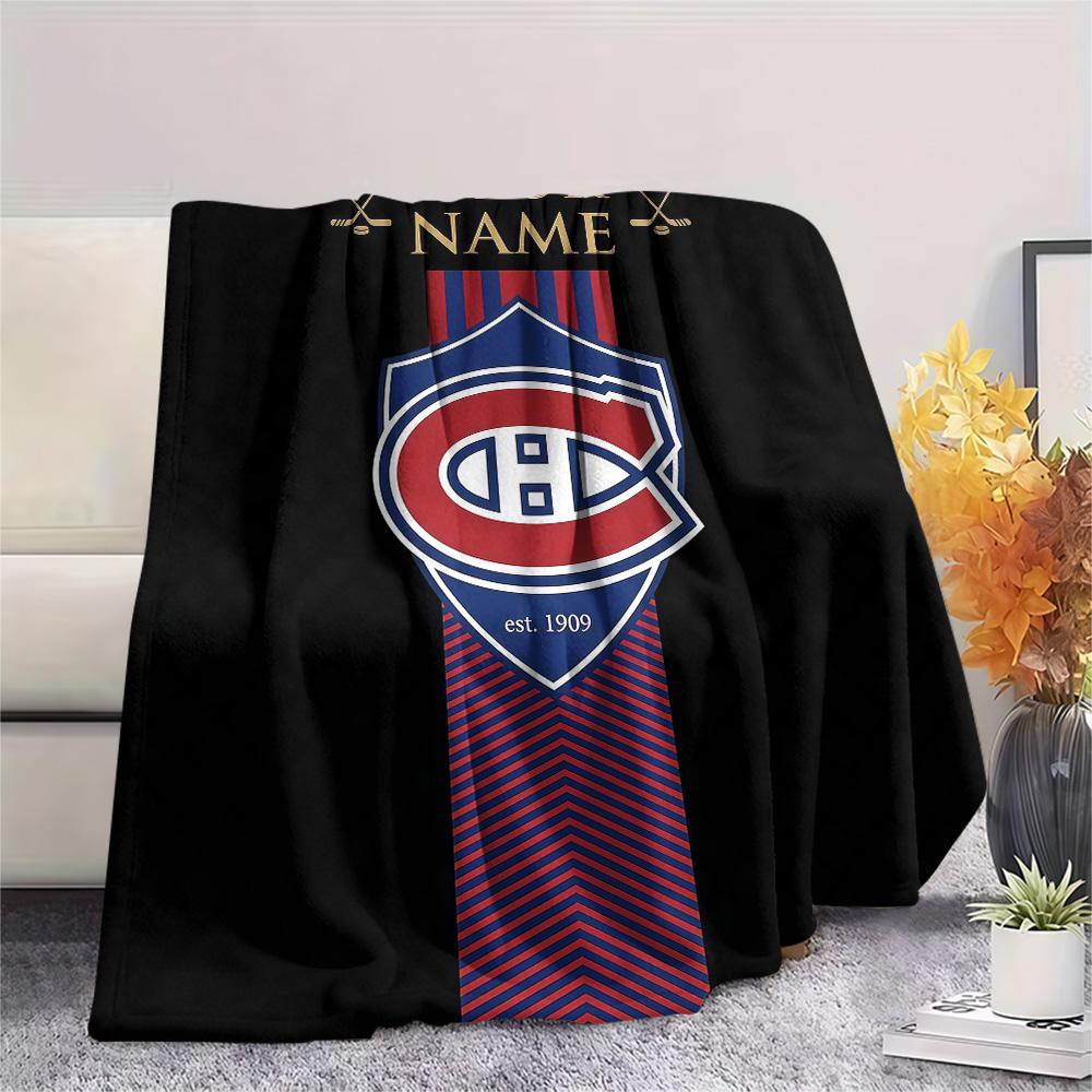 Custom Name Montreal Canadiens2 Flannel Blanket, High Quality Comfortable for All Seasons, Home Decor, Warmth and Comfort