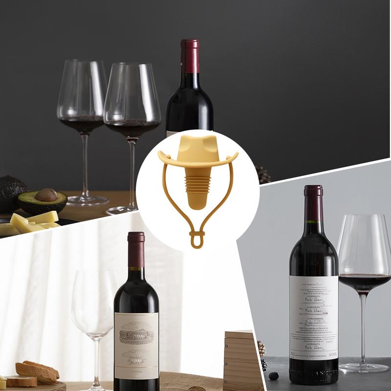 Creative Cowboy Hat Shape Wine Bottle Stopper Decorative Wine Stopper Reusable Leak Proof Wine Bottle Stopper Kitchen Supplies