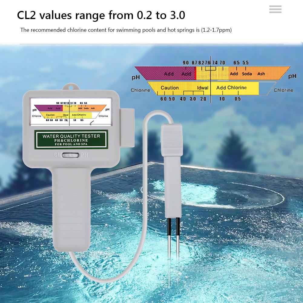2 In 1 Chlorine Detector PH & CL2 Meter Monitor PH Chlorine Meter Aquarium Hot Spring Water Quality Swimming Pools Checker