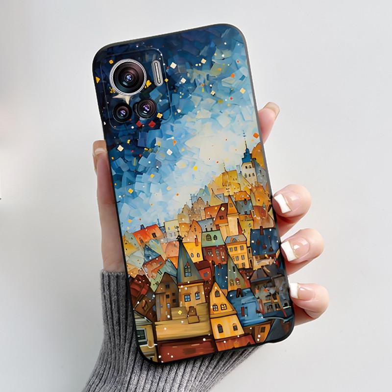 Casing For Motorola Edge 30 Ultra / Edge X Cover Aesthetic Fashion Cute Cat Astronaut Black Soft Silicone Shockproof TPU Case
