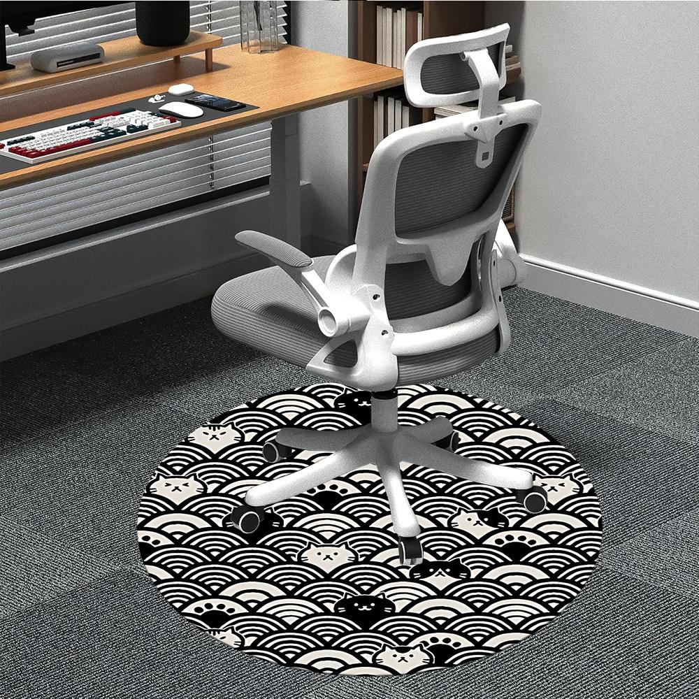 

1pc Cat Wave Office Round Area Rug, Indoor Mat Suitable ForOffice, Under Office Chairs Bedroom Living Room Home Decor, Room Decot058 80cm by 80cm