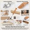 Stainless Steel Bread Scorer Wooden-Handle Curved Dough Cutter Tool For Baking