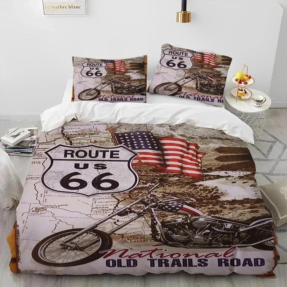 Historic Route 66,Mother Road,mãe Estrada Bedding Set Printed With Pillowcase Duvet Cover Soft Queen King Size Bedclothes Home