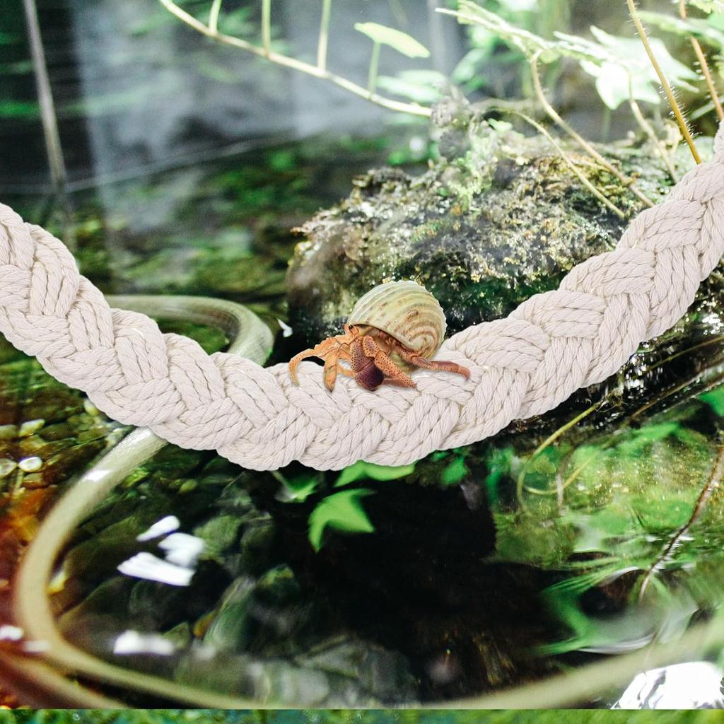 2PCS Hermit Crab Climbing Toys Hermit Crab Accessories Climbing Rope with 4 Hooks Hermit Crabs Habitat Decor for Leopard Gecko Lizards Geckos Snakes