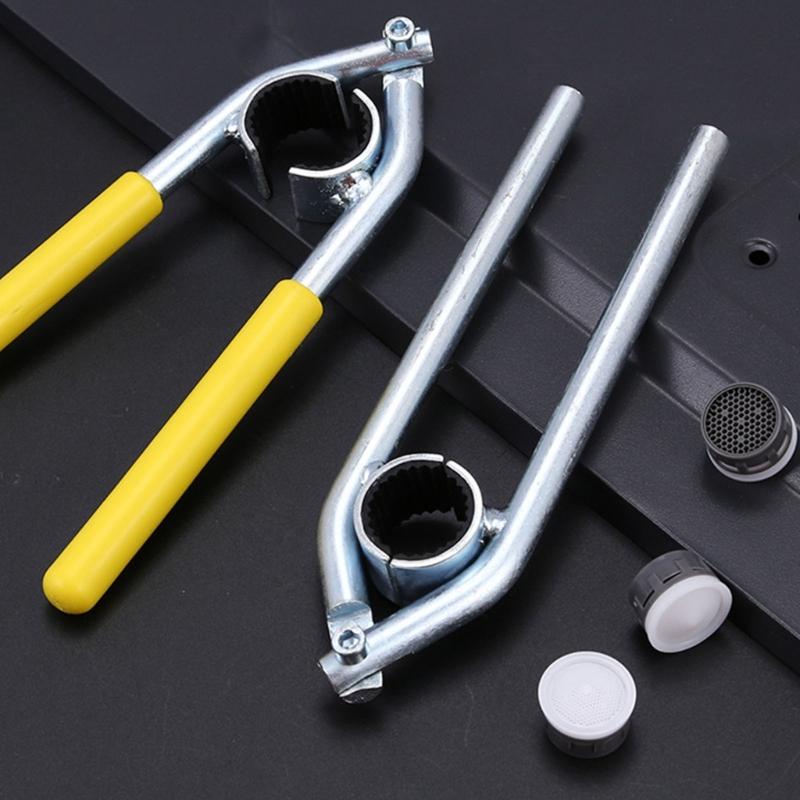 Sink Faucet Aerator Wrench Tool Carbon Steel Hand Tool with Toothed Head and Long Handle for Home Care and Cleaning Use