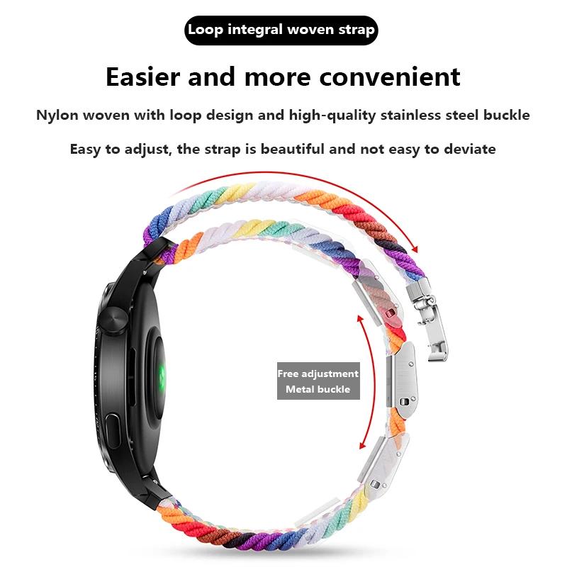 20mm 22mm Nylon Band for Samsung Galaxy Watch 6 5 4 40/44mm 5Pro Active 2 Gear S3 Braided Elastic Bracelet for Huawei GT2/3 4Pro