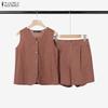 Women Sleeveless Tank Tops and Shorts Summer Two Piece Suit Sets