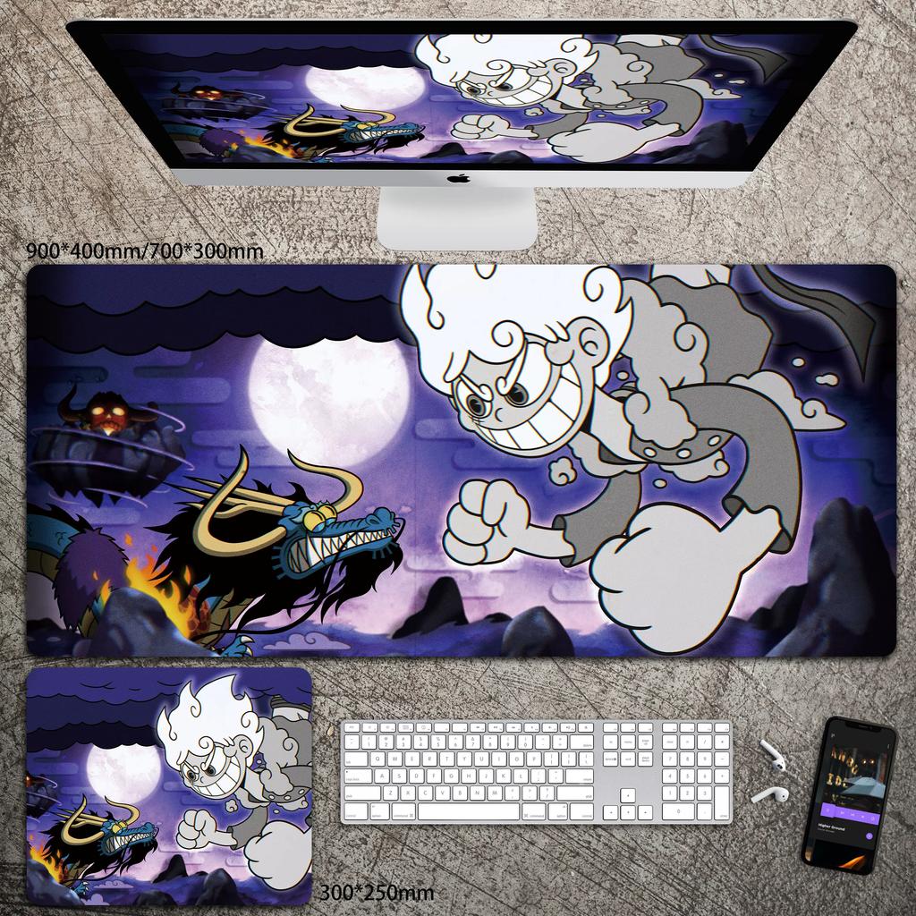 Hohe Auflösung ONE PIECE Leder-Mauspad Luffy Schreibtisch-Pad Rutschfest Wasserdichtes Mauspad Übergroß Jungen Animation E-Sport Spiel Tastatur-Pad