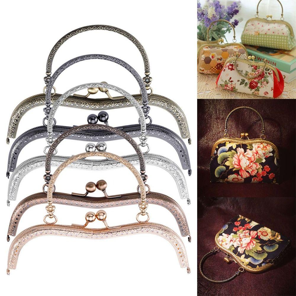 Vintage rám peněženky Kiss spona Kovový rám peněženky Mini bag spony s rukojetí Příslušenství k tašce