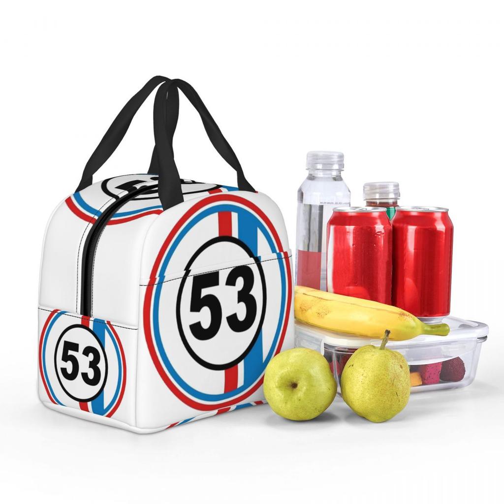 Herbie Numero 53 La Coccinella No Borsa Pranzo Termica per Donne Ufficio Cooler Contenitore Termico per Cibo Borsa Tote per Pranzo Contenitore