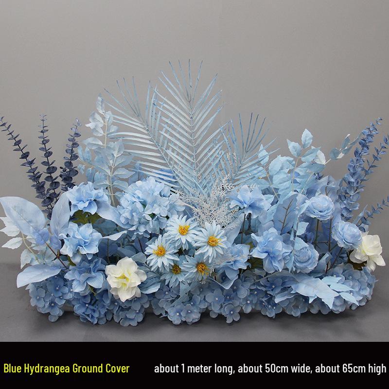 Blue Artificial Flower Row for Wedding Aisles and T-stage Decorations