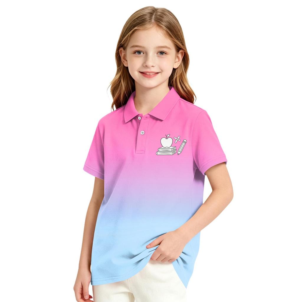 Girls' School Uniform Top Polka Dot Print Short Sleeve Blouse for Casual and Formal Wear