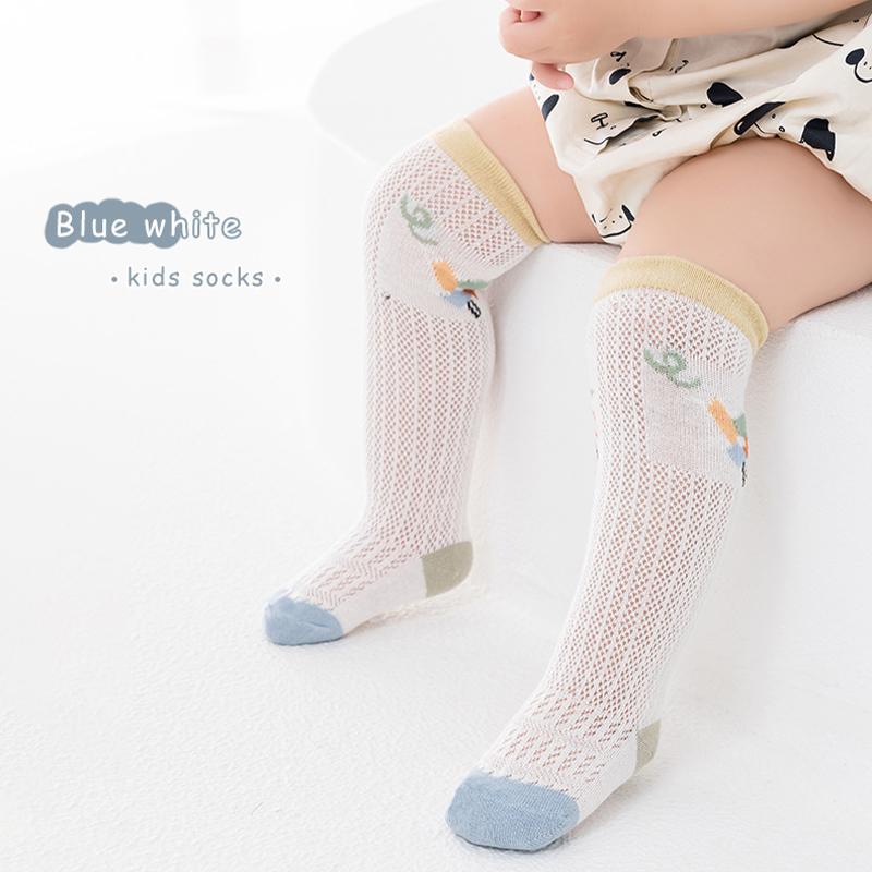 3 Pairs Baby Knee High Anti Mosquito Socks, Cartoon Infant Long Socks Anti Slip Breathable Toddler Socks for 0-3 Years Spring Summer Autumn