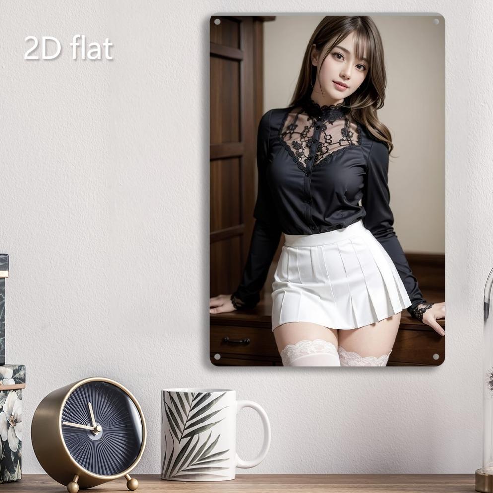 

Fashion Confident Women Iron Wall Art 2D Metal Plaque PreDrilled Weatherproof 20x30cm Indoor Outdoor Home Office Decor 20x30cm