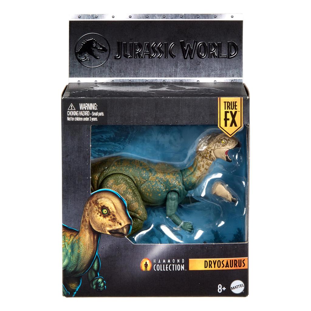 Mattel Jurassic World Hammond Collection Dryosaurus Kids Figure Dinosaur 20cm In Ages 8 and JKM92 Toy, Approx. Length, Up, Green,