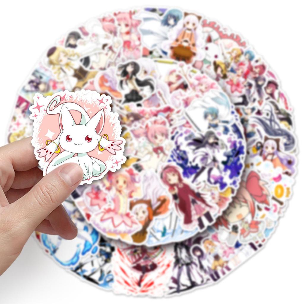 50-Piece Waterproof Puella Magi Madoka Magica Stickers for Suitcases, Phones, and Water Bottles