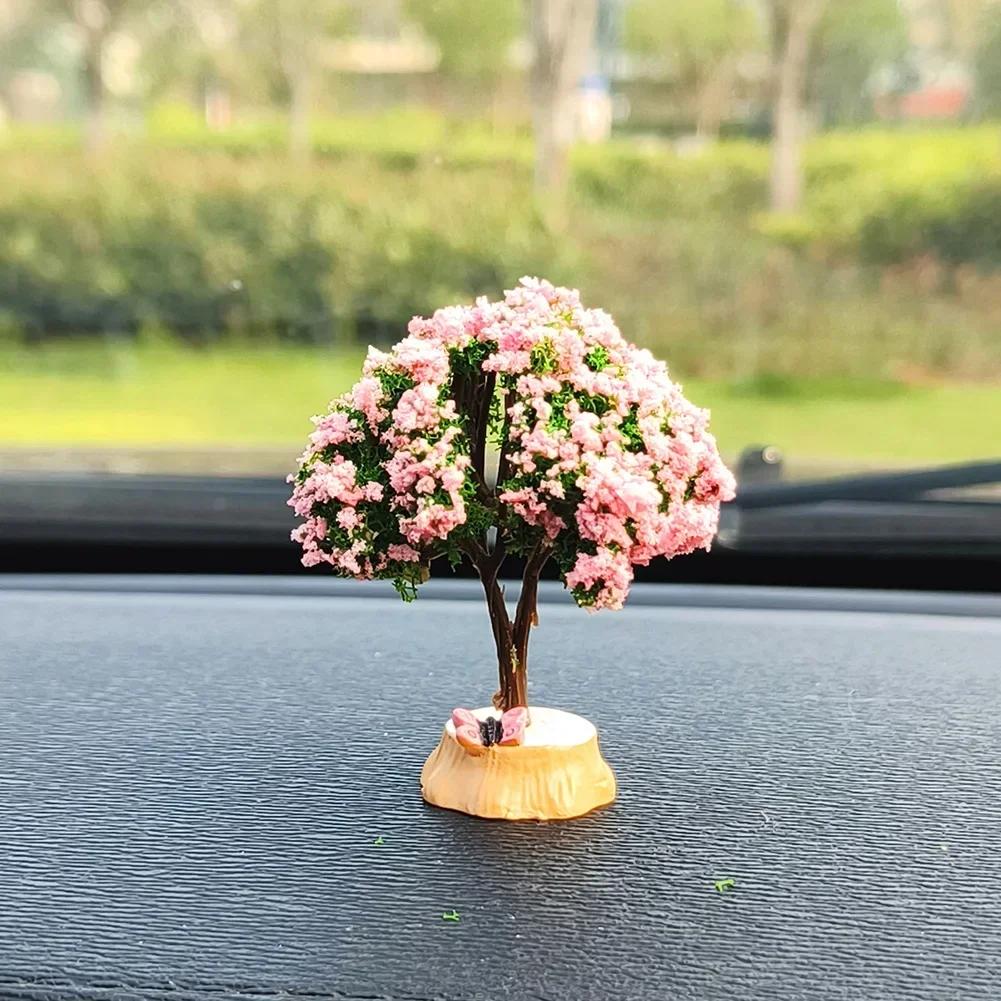 New Mini Tree Car Ornaments Center Console Decoration Car Mounted Plant Accessories Simulated Flower Decoration Cute Ornaments