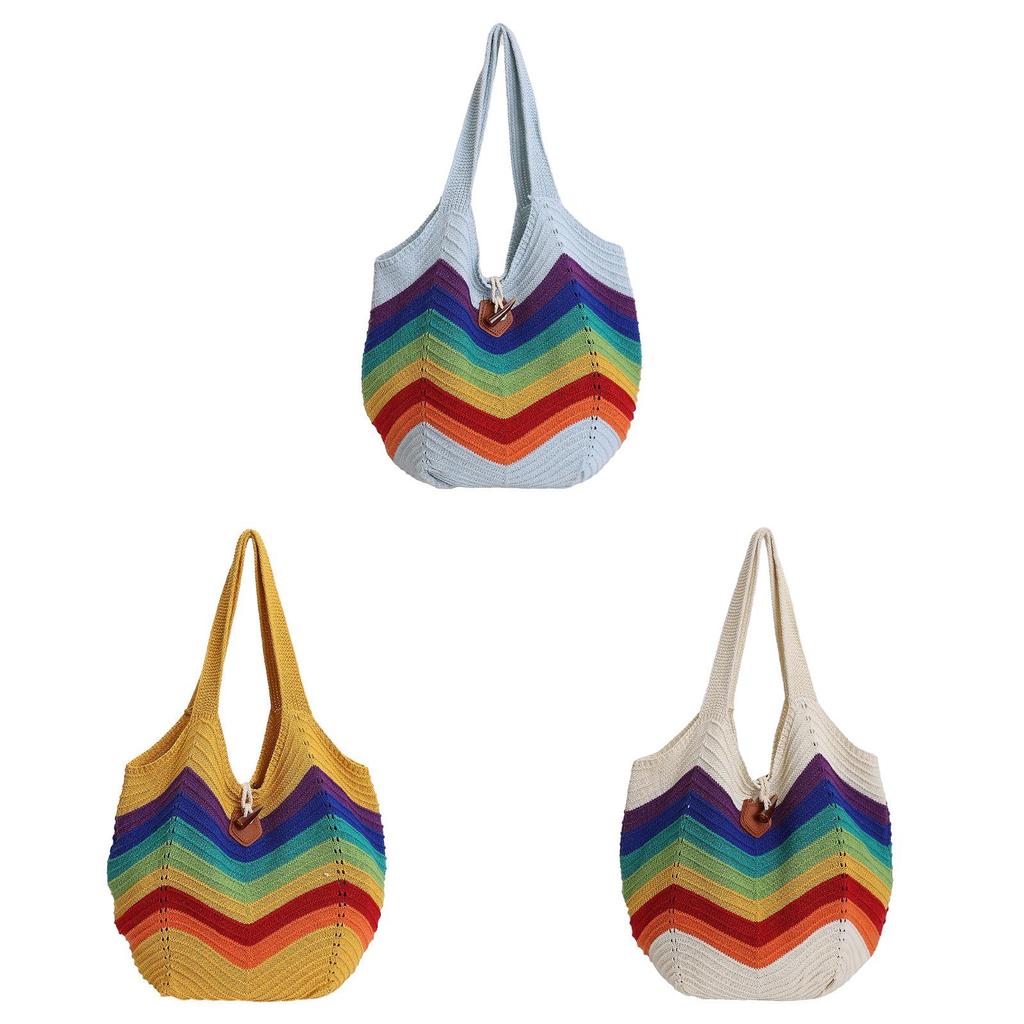 Knit Tote Bag For Women With Large Capacity And Hollow Design For Daily Use