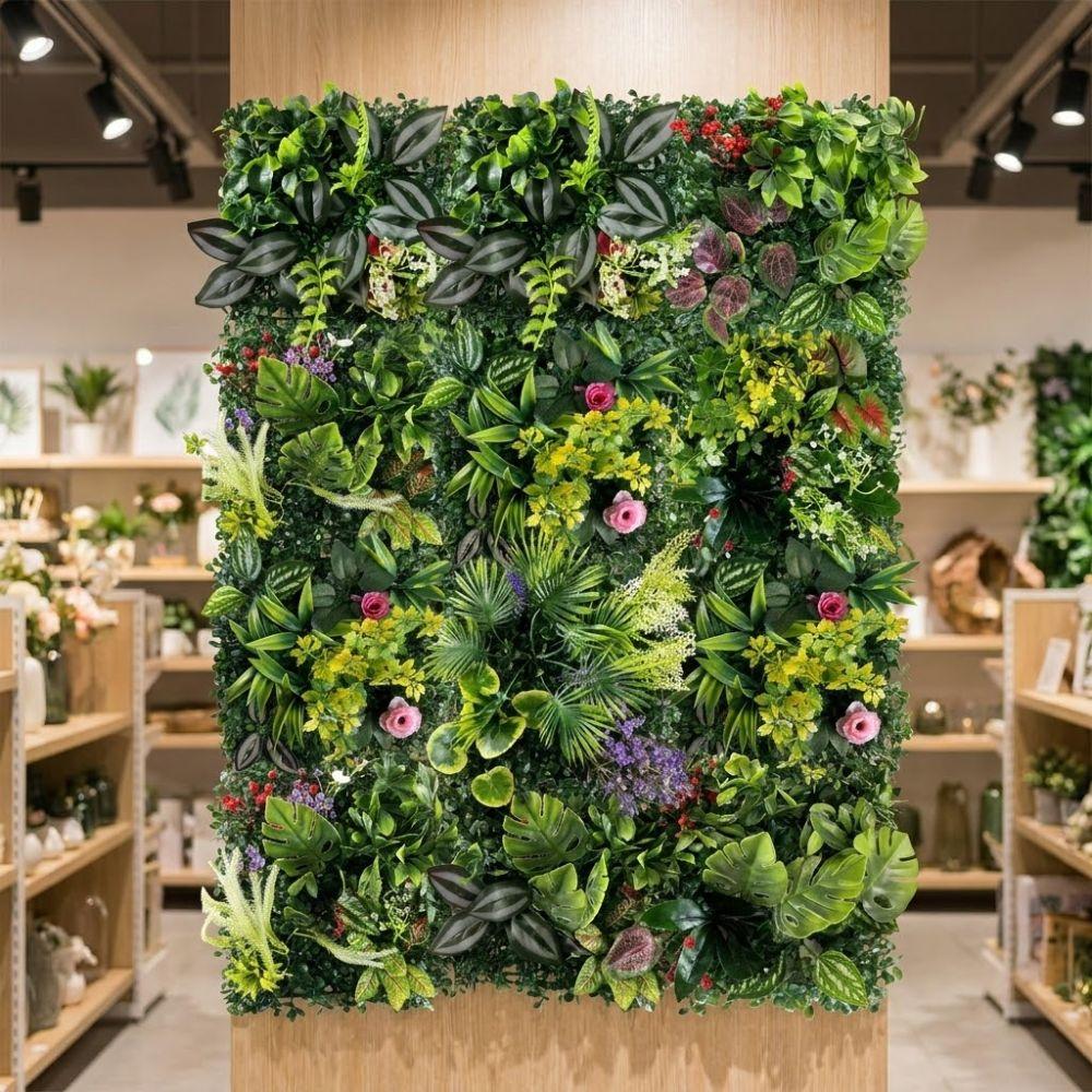 Lifelike Artificial Plant Wall Panel Plastic No Watering Simulation Lawn Panels 25x25cm UV Protection Fake Green Grass Mat