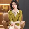 Lapel bottoming shirt new inner sweater women's knitted short top fake two bottoming shirt autumn and winter