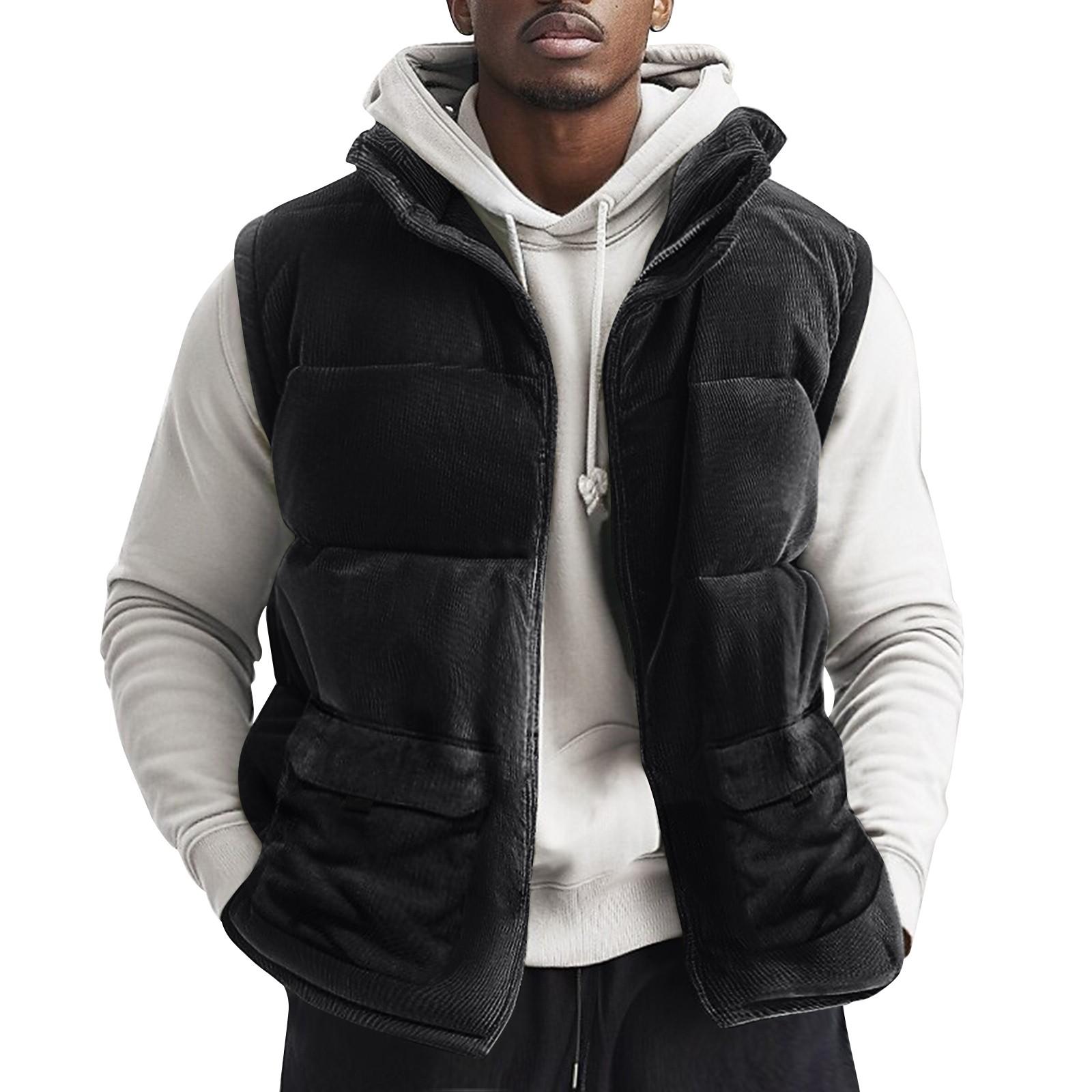 

Мужской плюшевый утолщенный жилет с воротником-стойкой, большой размер, жилет, рабочая одежда, теплая куртка XXL чёрный